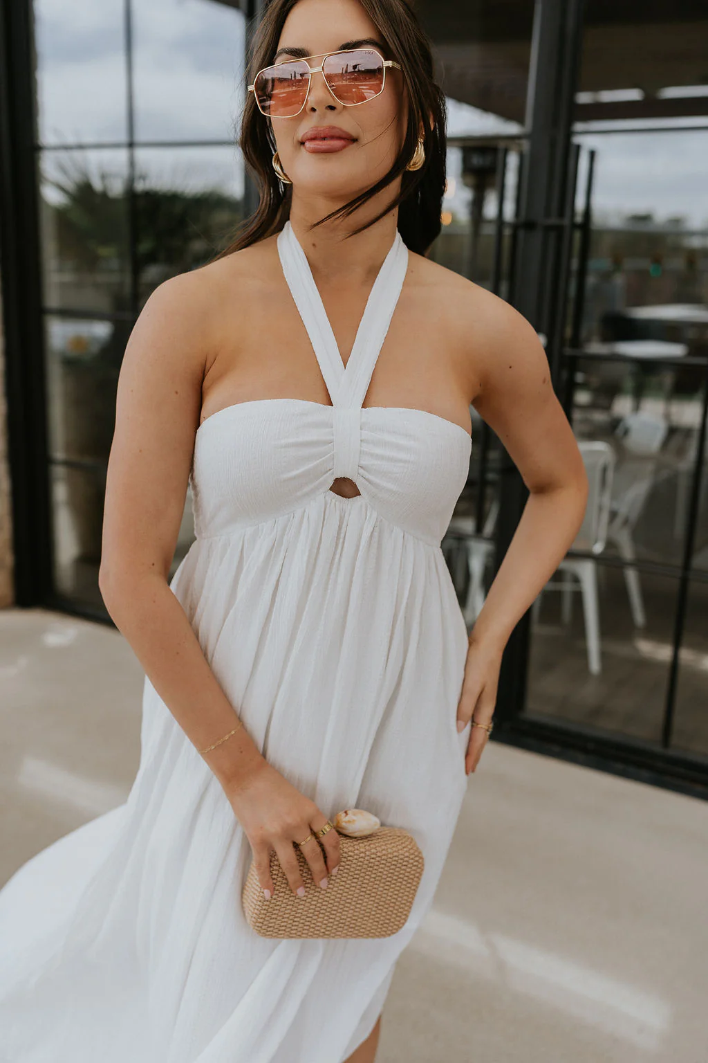 Lina Off White Halter Neckline Maxi Dress - Image 2