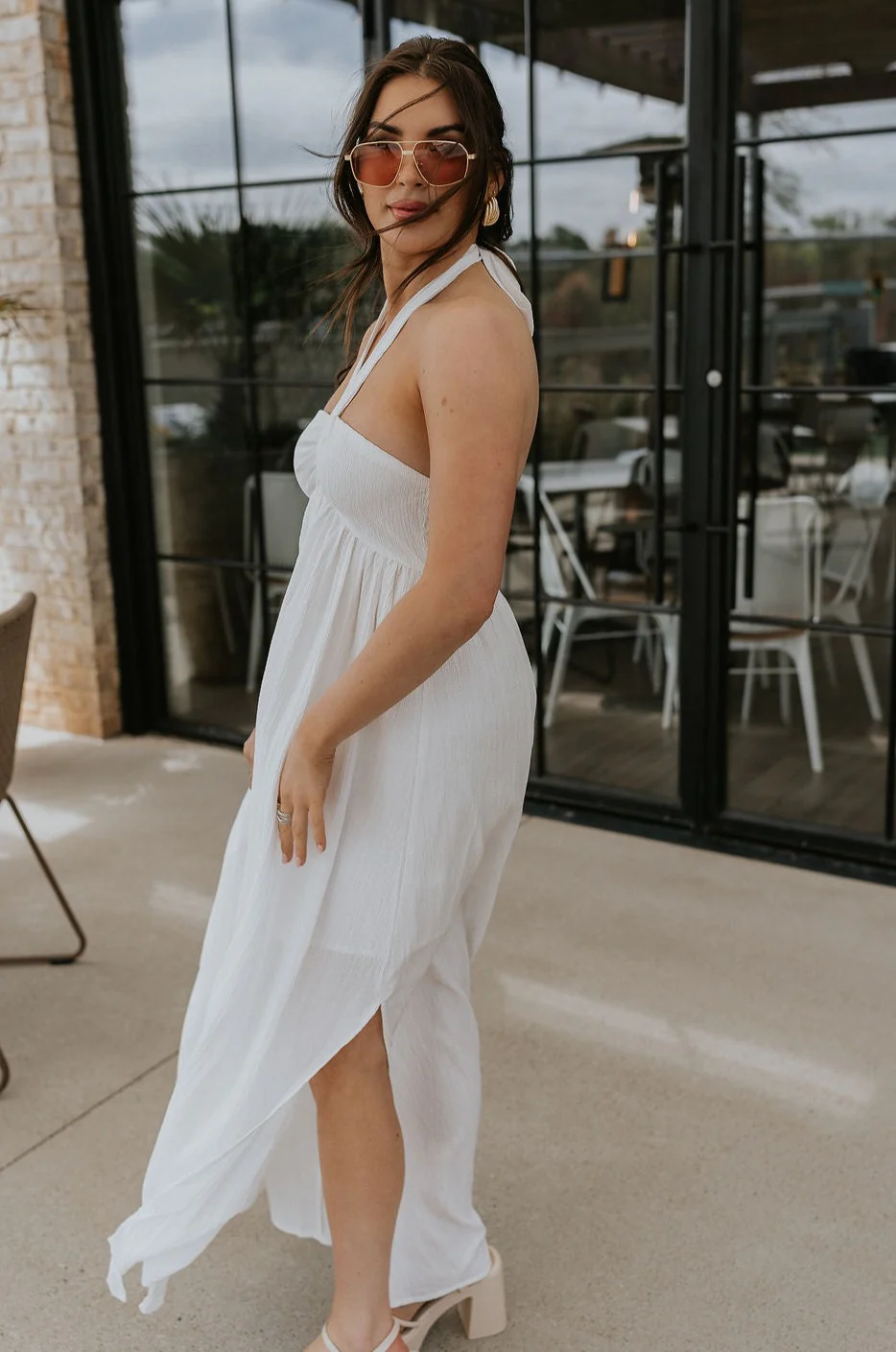 Lina Off White Halter Neckline Maxi Dress - Image 3
