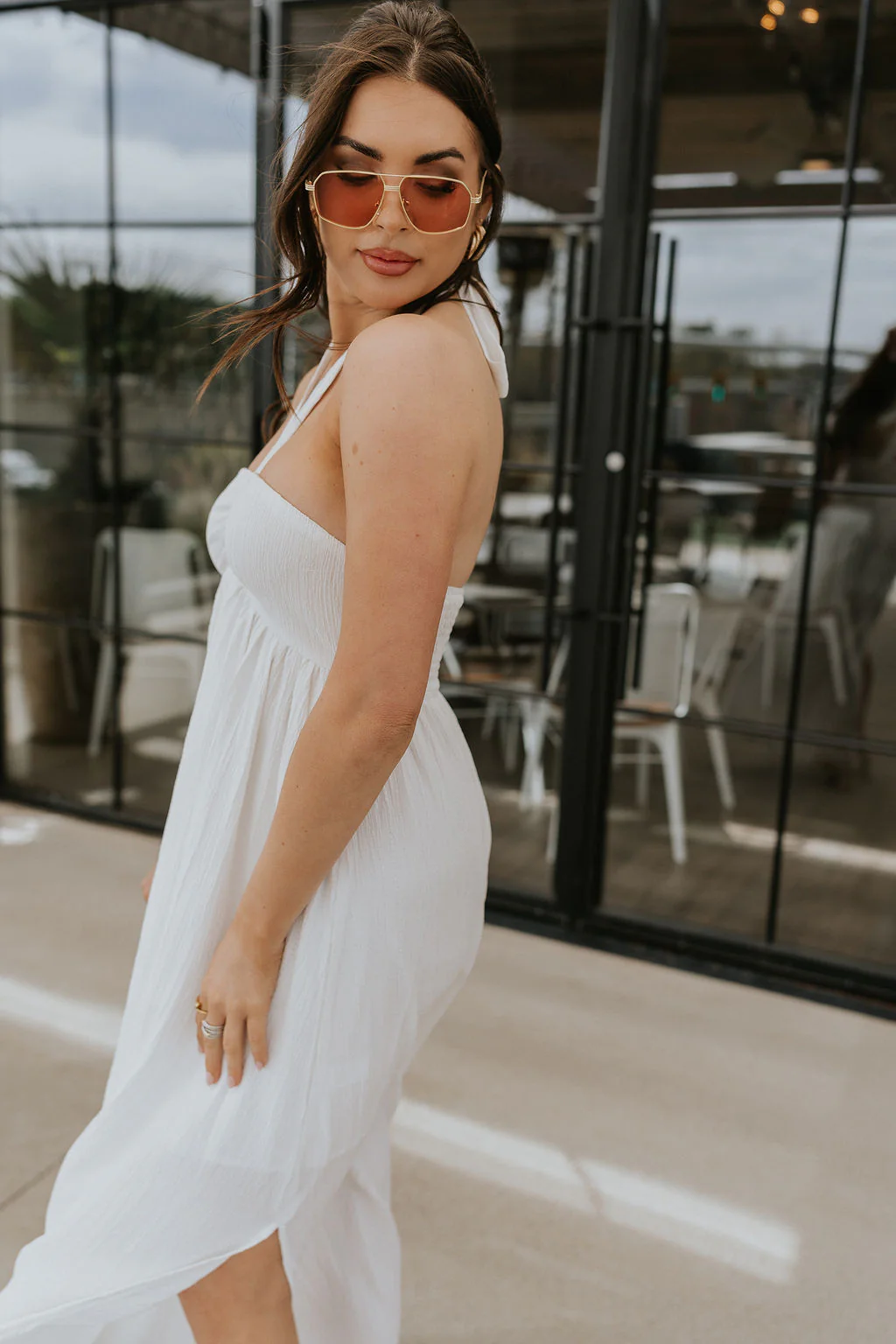 Lina Off White Halter Neckline Maxi Dress - Image 5