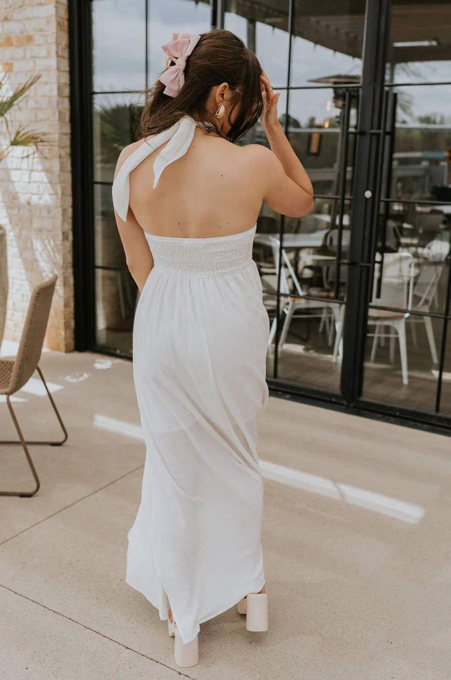 Lina Off White Halter Neckline Maxi Dress - Image 7
