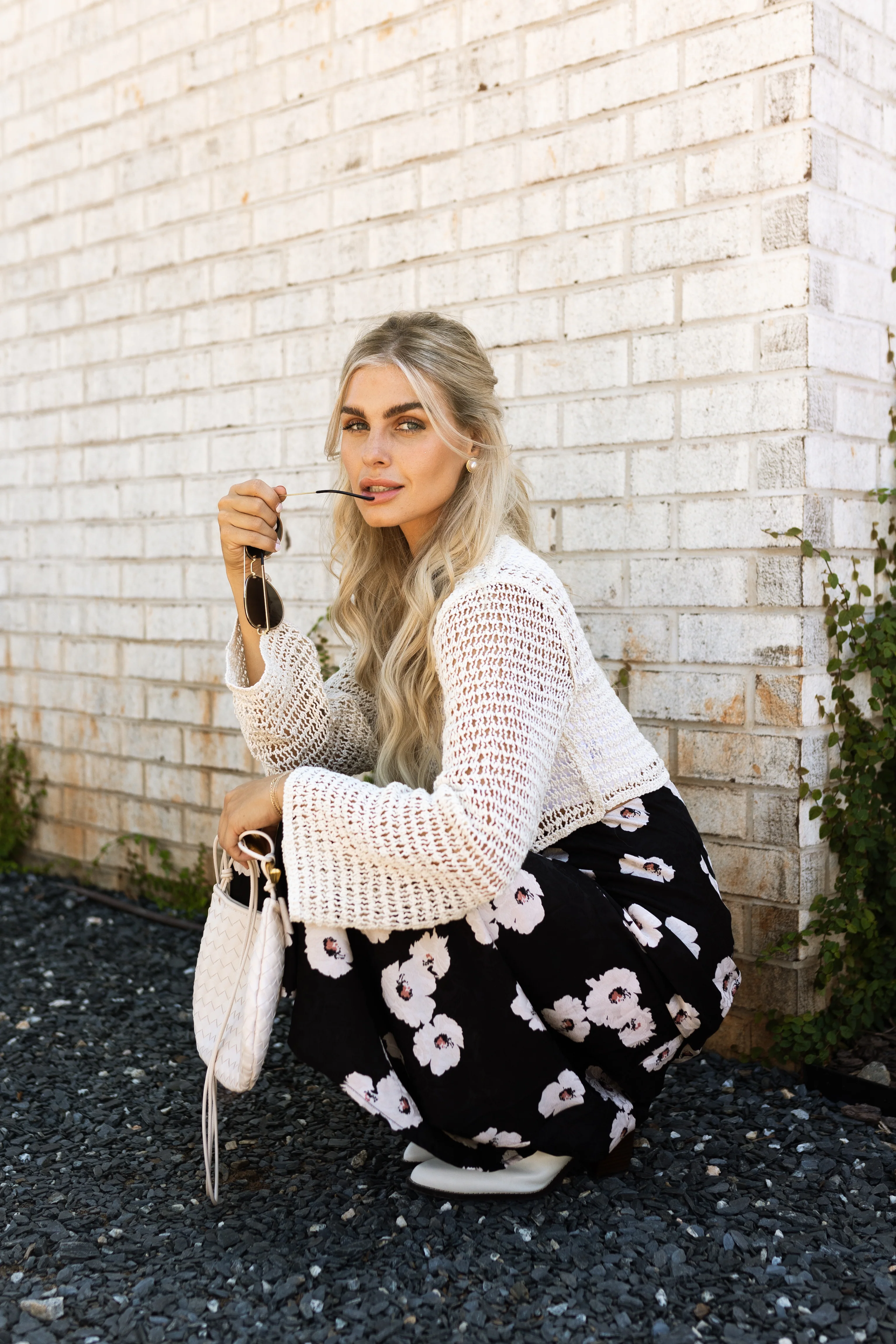 Linden Cream Open Knit Long Sleeve Top - Image 3