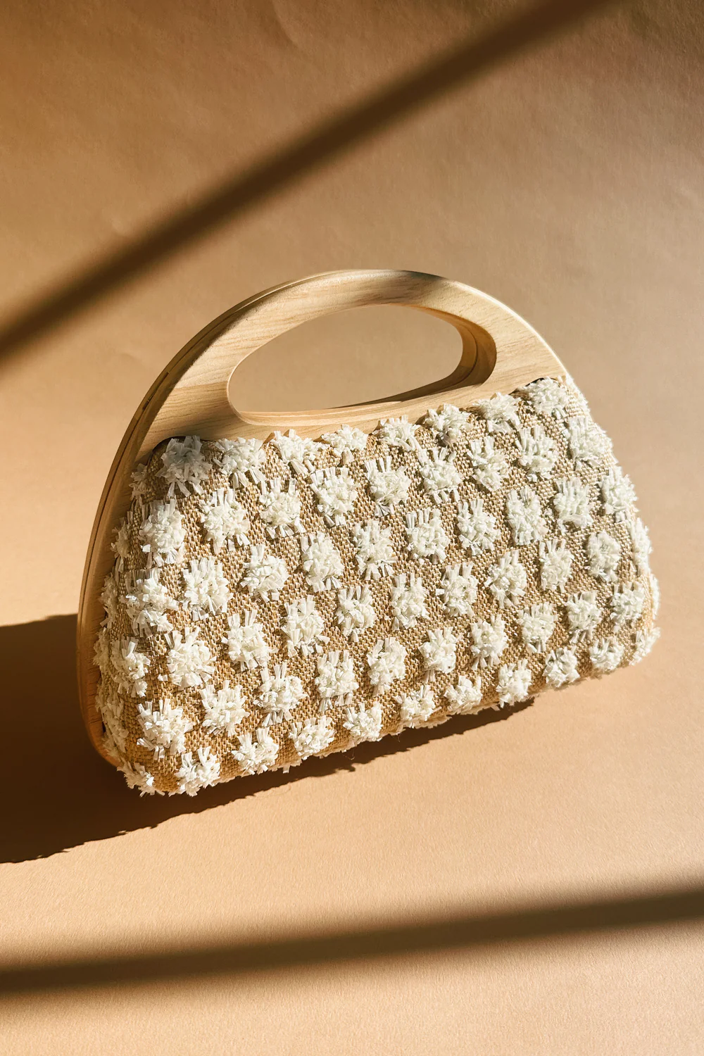 Lindy Natural Rattan Textured Purse