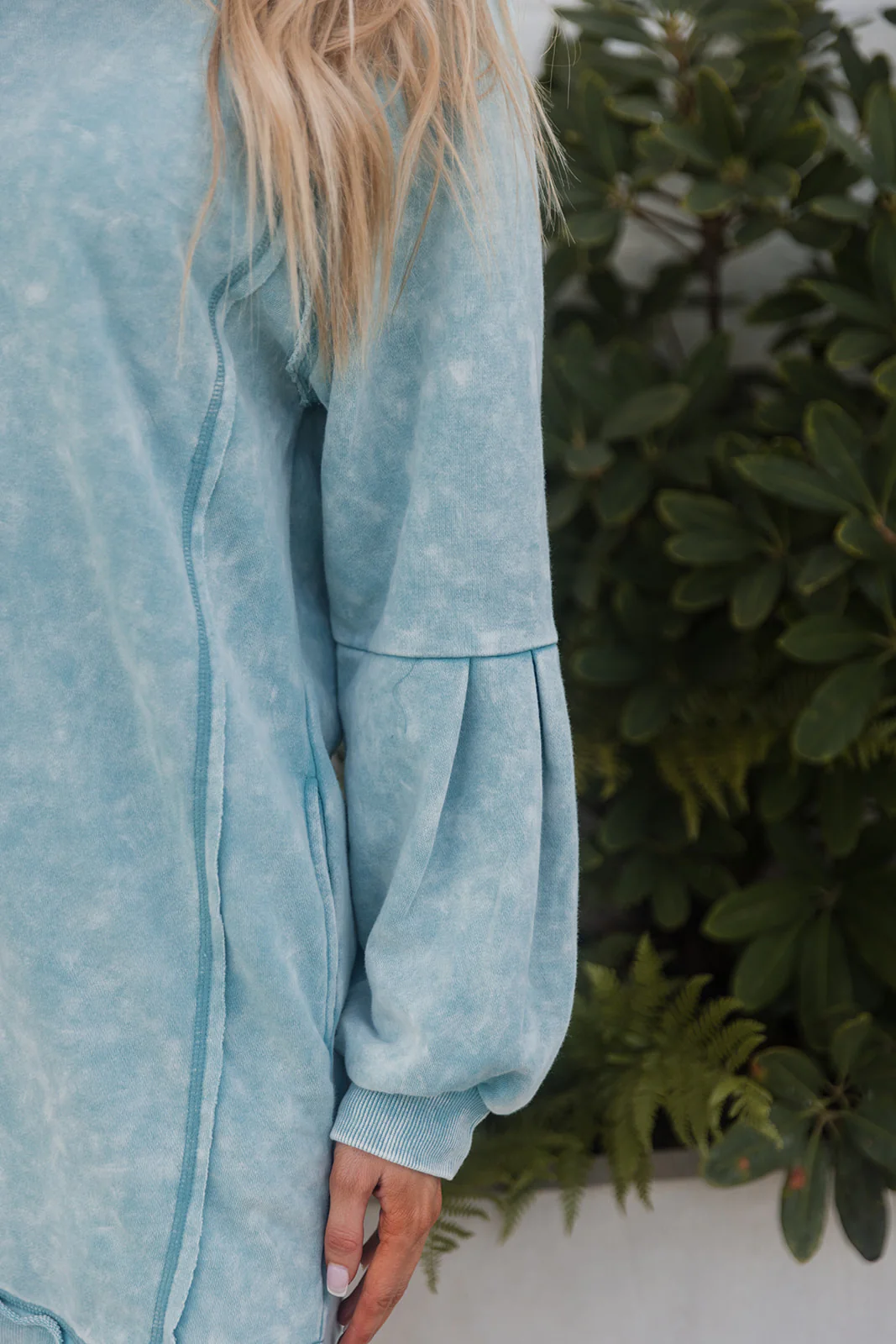 Lindy Washed Aqua Sweatshirt Dress - Image 5