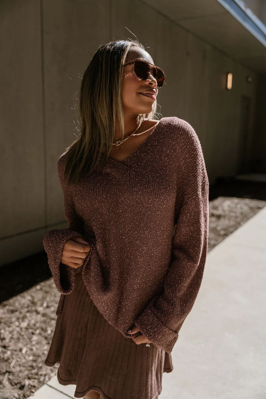 Liv Dark Brown Long Sleeve Sweater