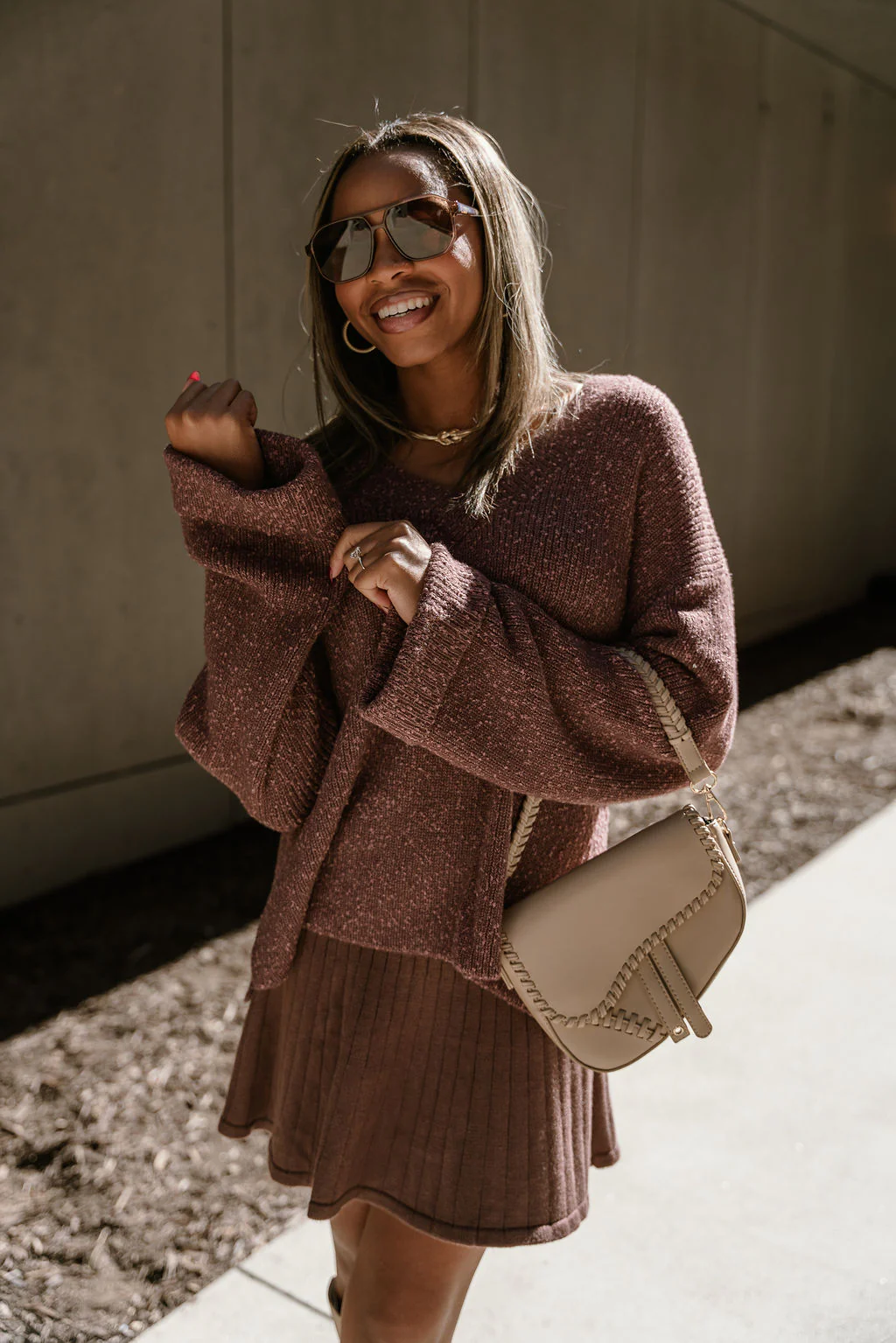 Liv Dark Brown Long Sleeve Sweater - Image 2