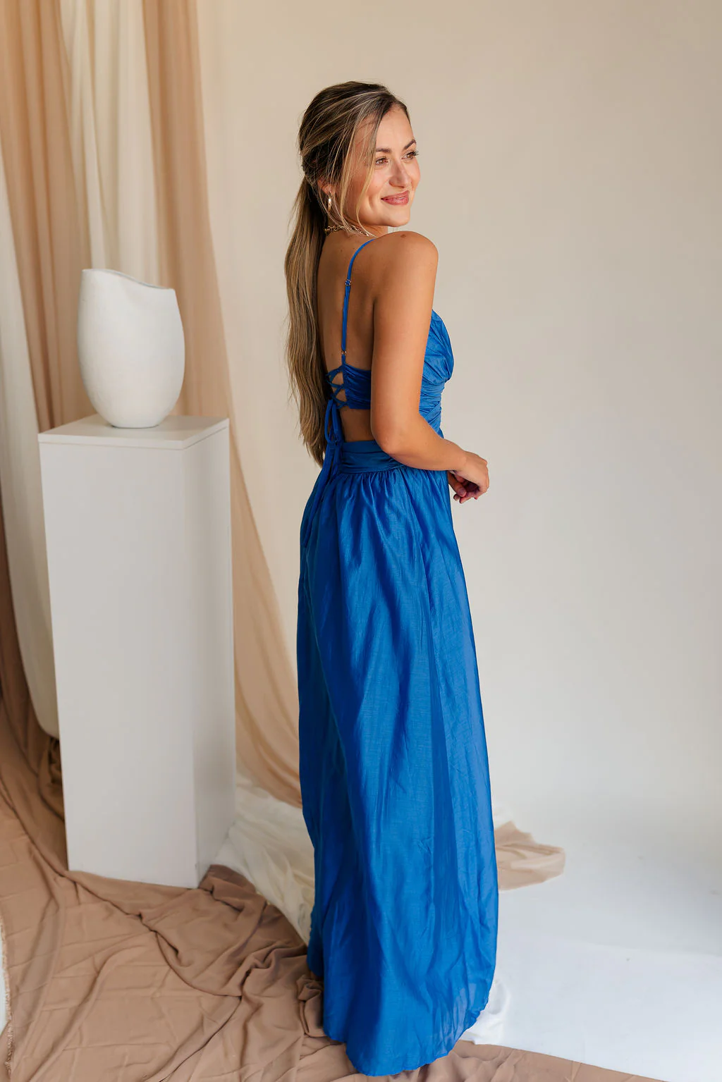 Liv Royal Blue Midi Dress - Image 3