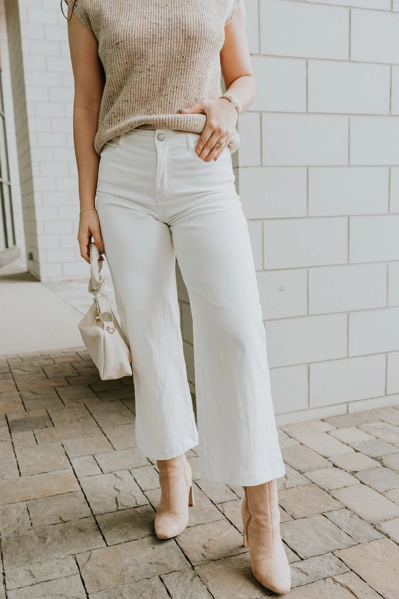 Livia White Wide Leg Pants - Image 4