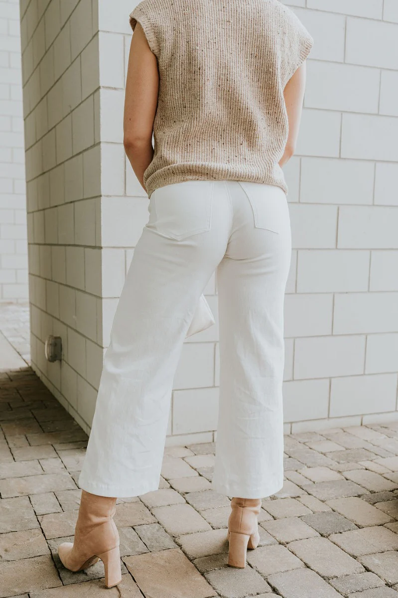 Livia White Wide Leg Pants - Image 8