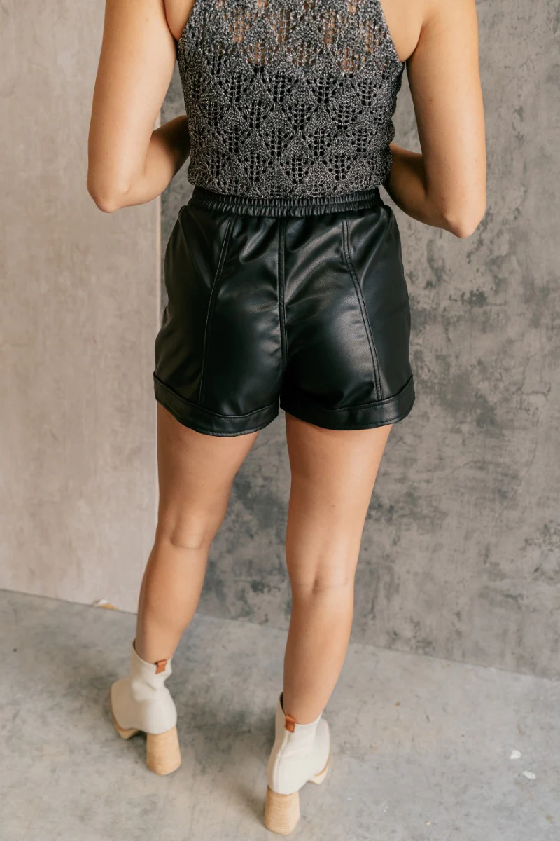 Lizzie Black Faux Leather Shorts - Image 6