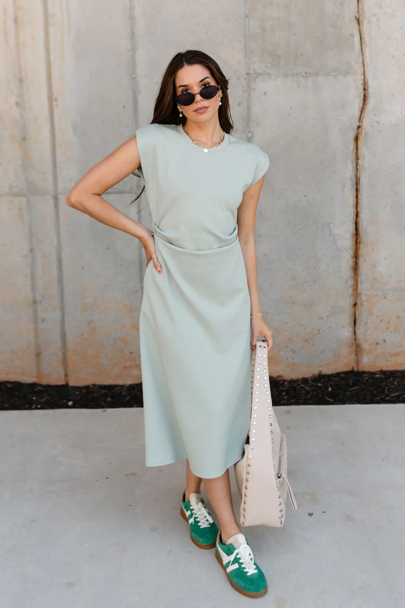 Lizzie Sage Green Knit Midi Dress - Image 2