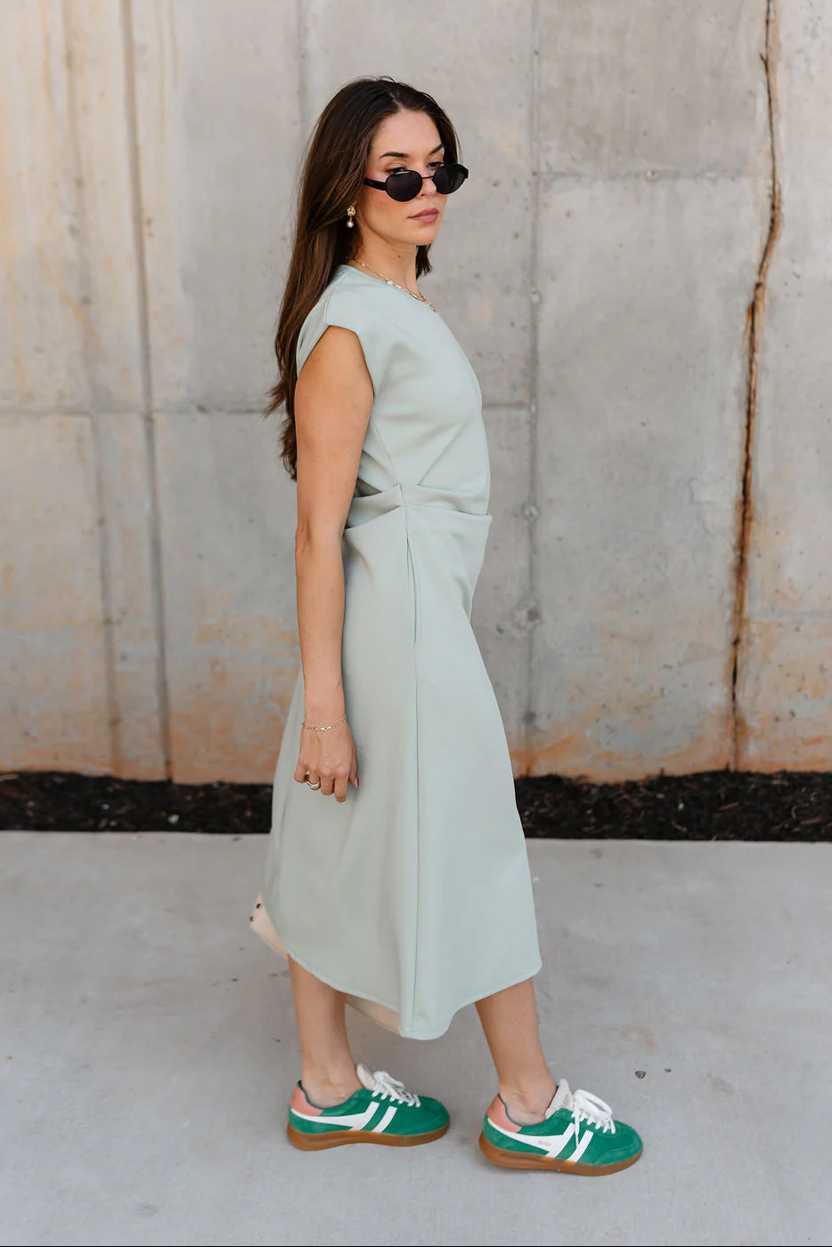 Lizzie Sage Green Knit Midi Dress - Image 3