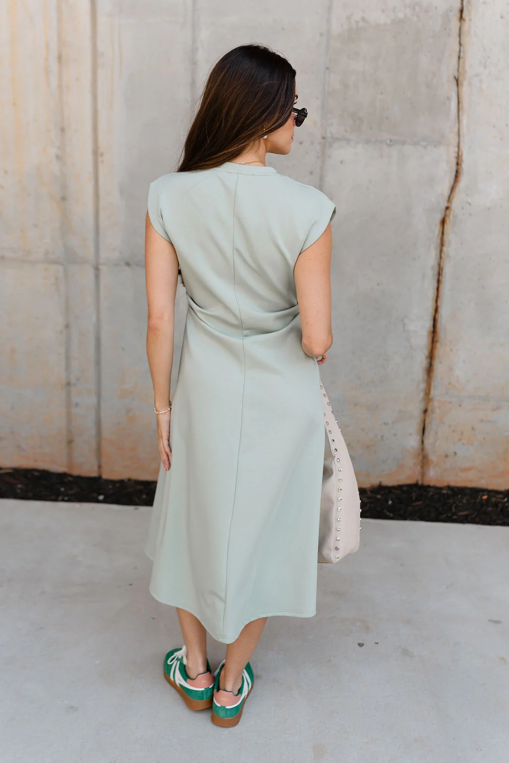 Lizzie Sage Green Knit Midi Dress - Image 5