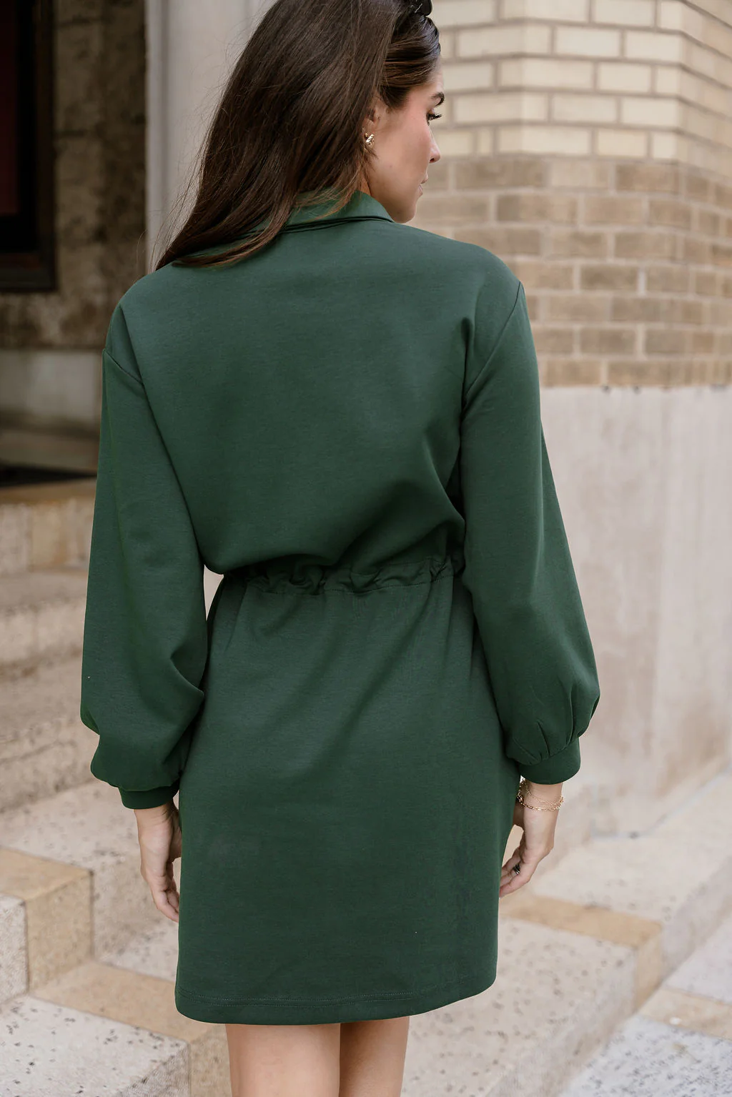 Lizzy Green Quarter-Zip Long Sleeve Mini Dress - Image 6