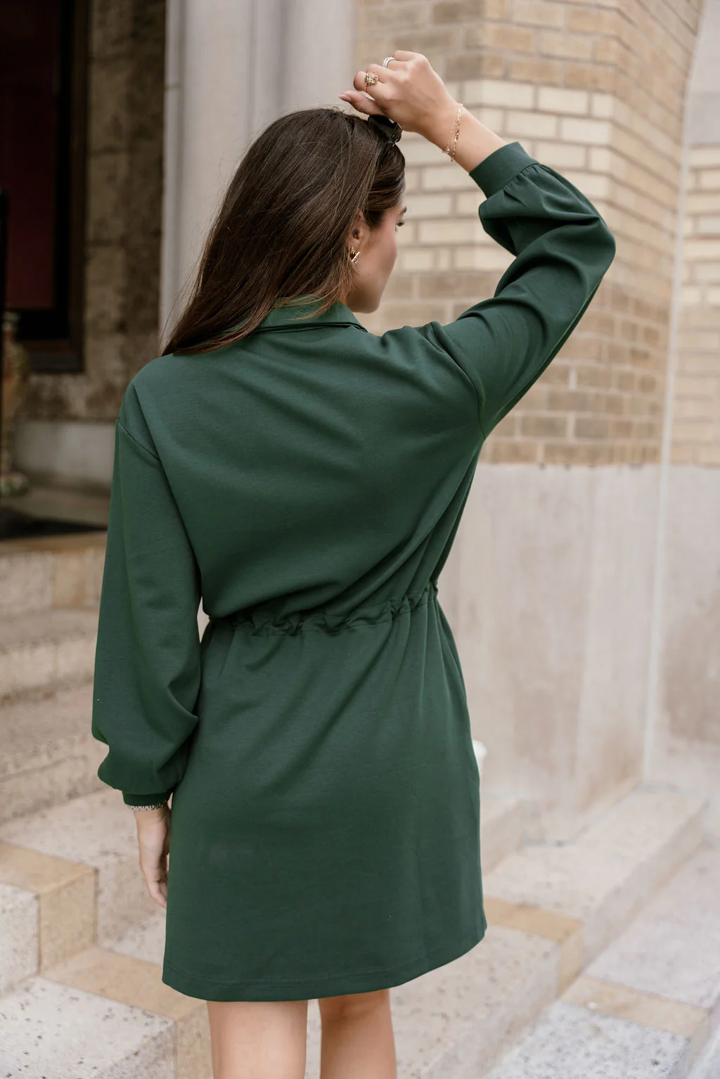 Lizzy Green Quarter-Zip Long Sleeve Mini Dress - Image 7