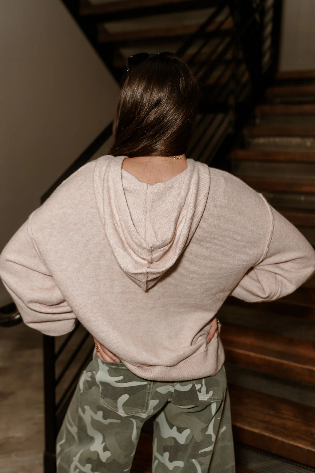 Logan Beige & Grey Hoodie Sweater - Image 5