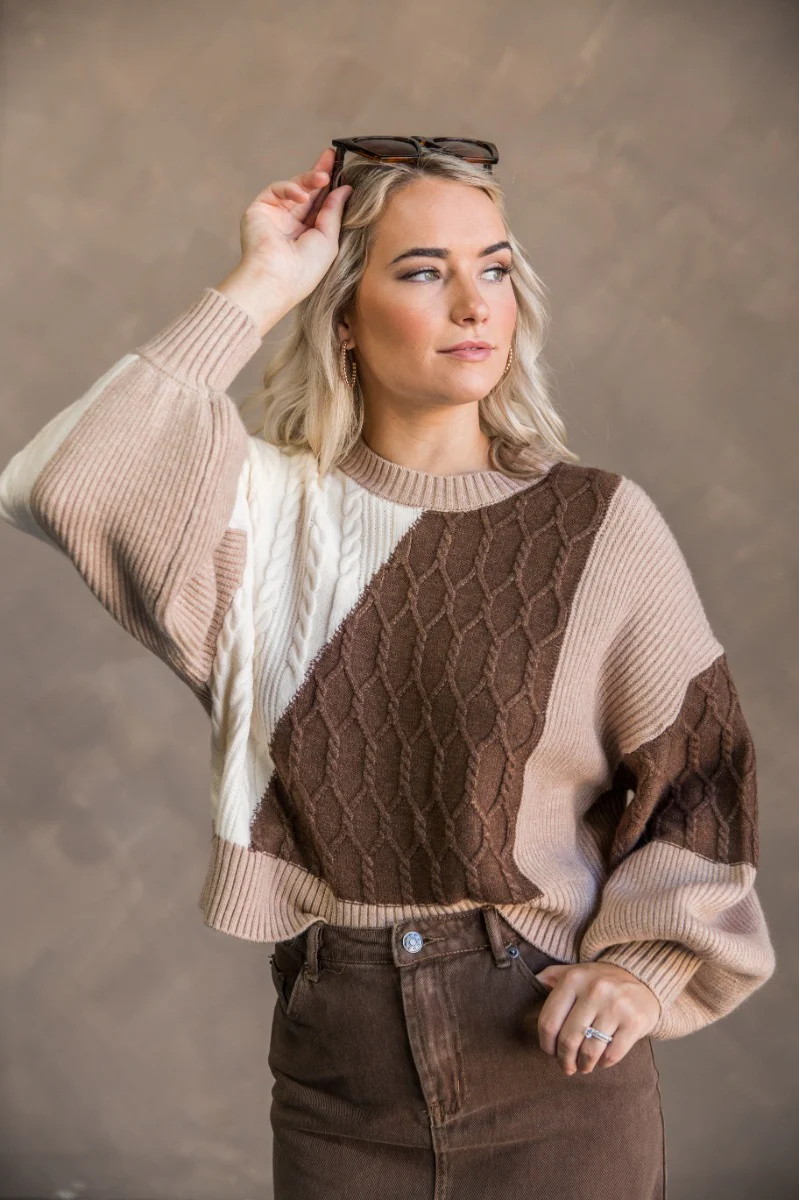 Logan Brown Multi Long Sleeve Sweater - Image 3