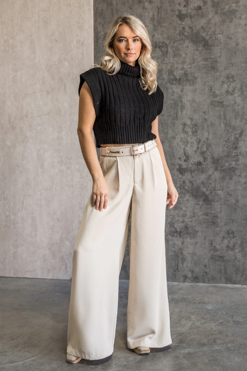 Lola Black Sleeveless Turtleneck Sweater - Image 2