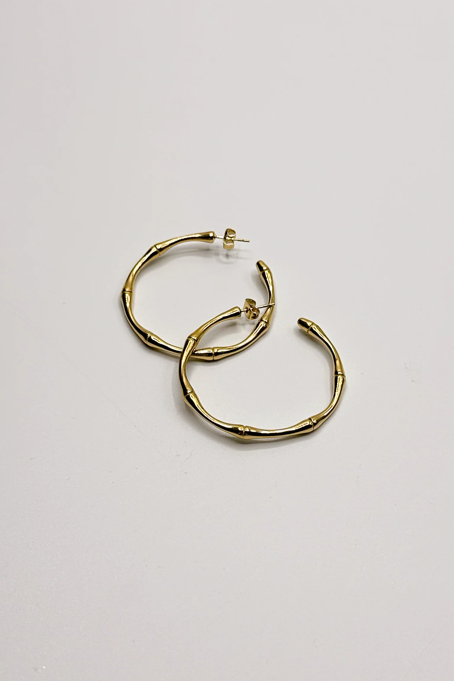 Lola Gold Bamboo Hoop Earring - Image 3