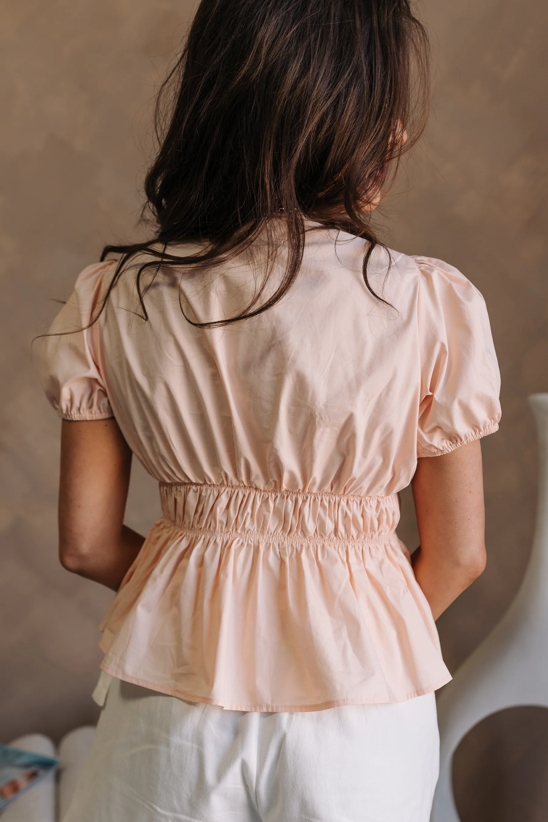 Lola Peach Puff Sleeve Top - Image 7