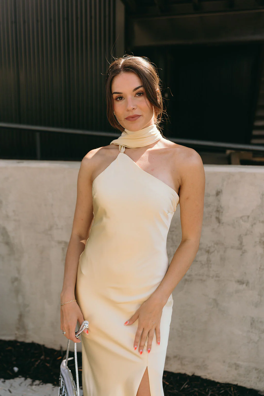 Lola Yellow Satin Scarf Maxi Dress - Image 10