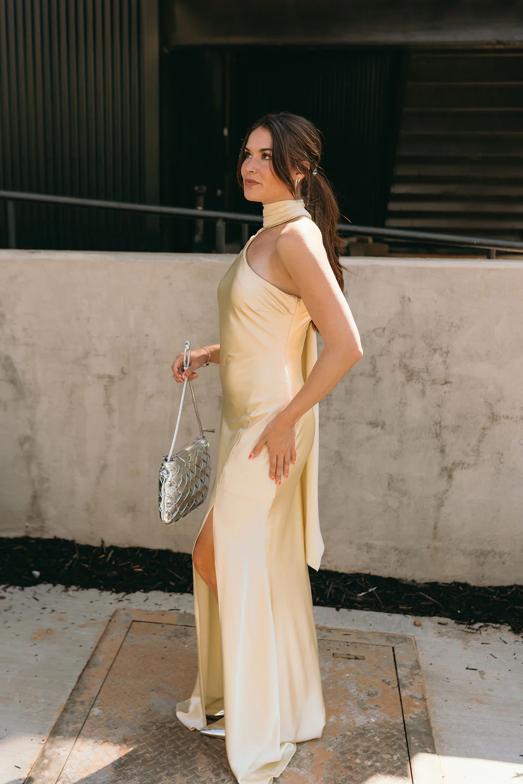 Lola Yellow Satin Scarf Maxi Dress - Image 11