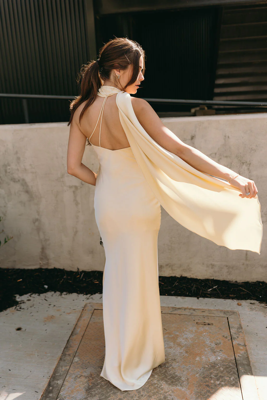 Lola Yellow Satin Scarf Maxi Dress - Image 4