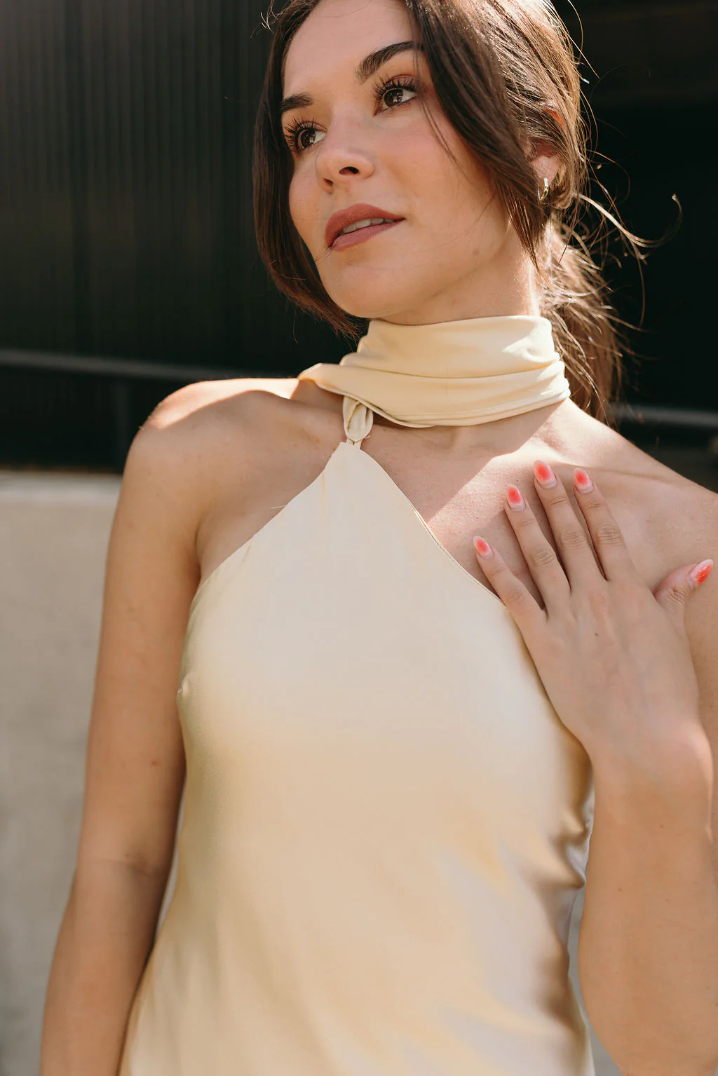 Lola Yellow Satin Scarf Maxi Dress - Image 7