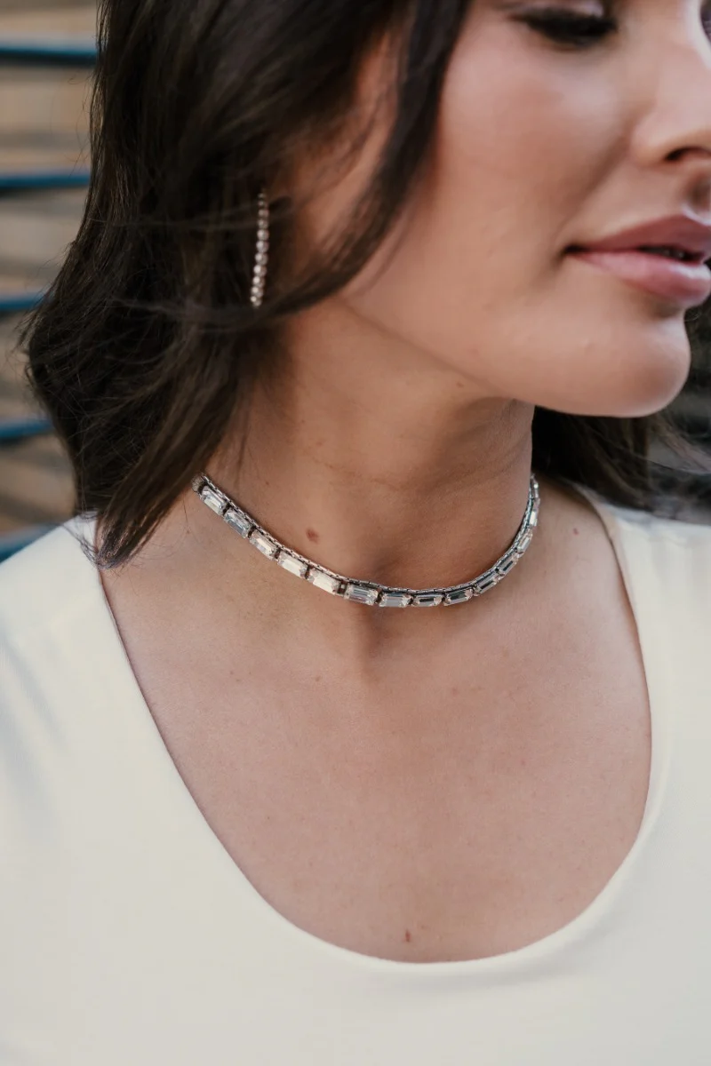 Londyn Silver Rhinestone Choker