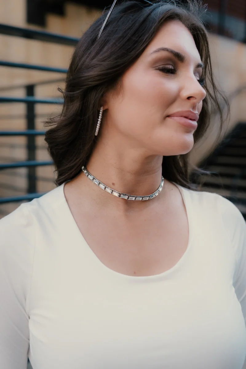 Londyn Silver Rhinestone Choker - Image 2