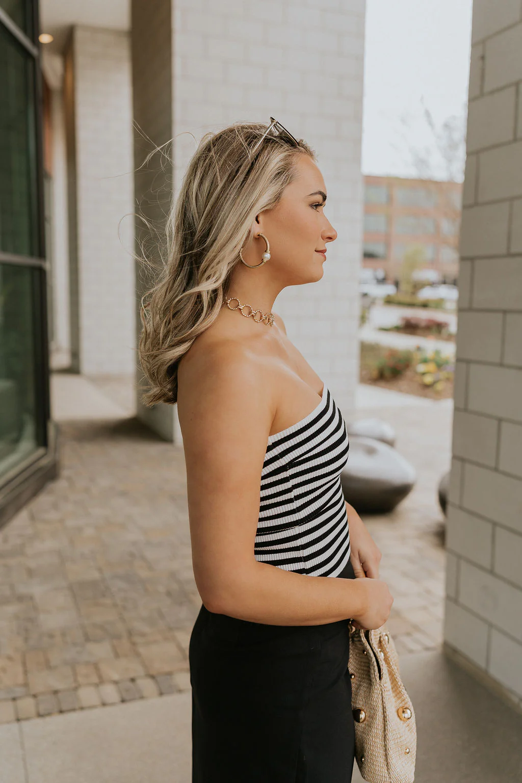 Londyn White & Black Striped Tube Top - Image 2