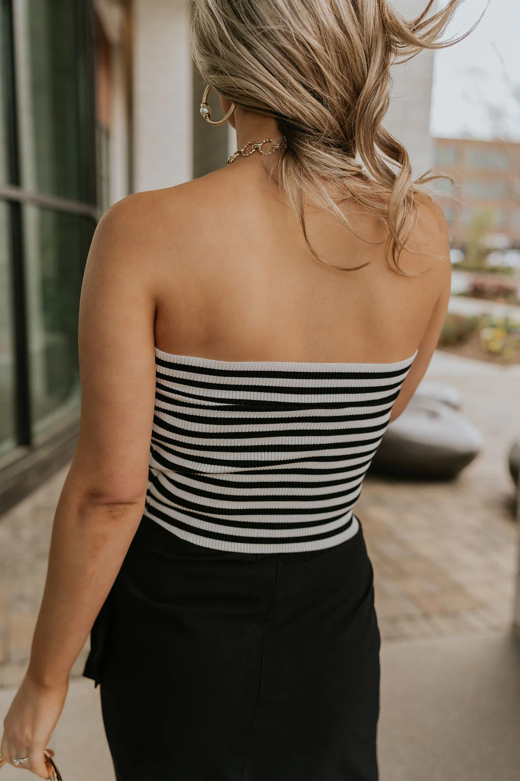 Londyn White & Black Striped Tube Top - Image 3