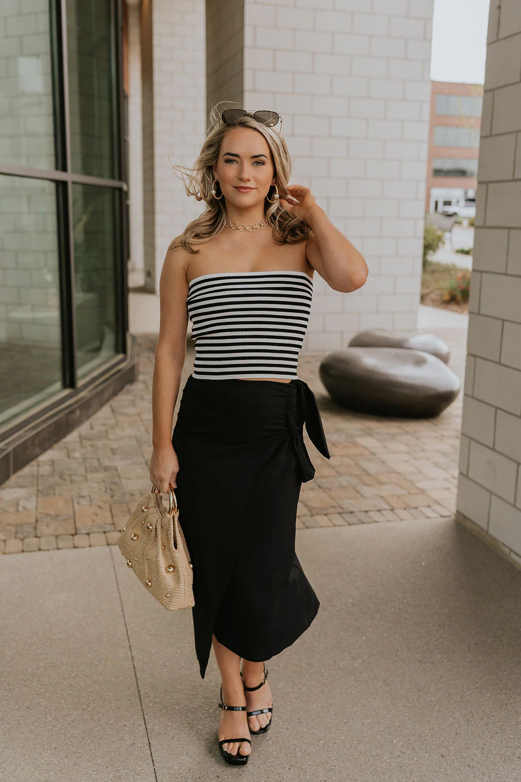 Londyn White & Black Striped Tube Top - Image 4