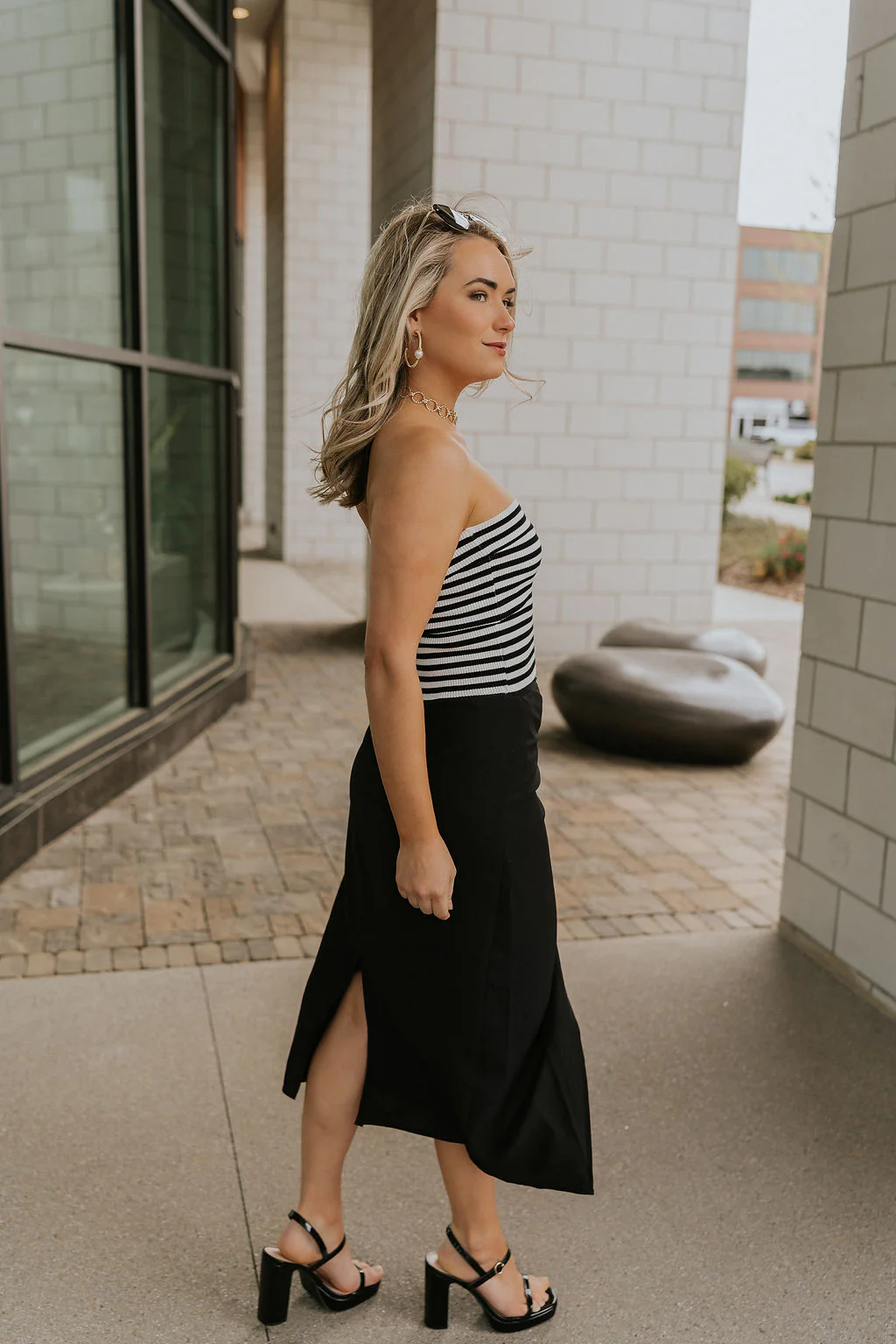 Londyn White & Black Striped Tube Top - Image 5