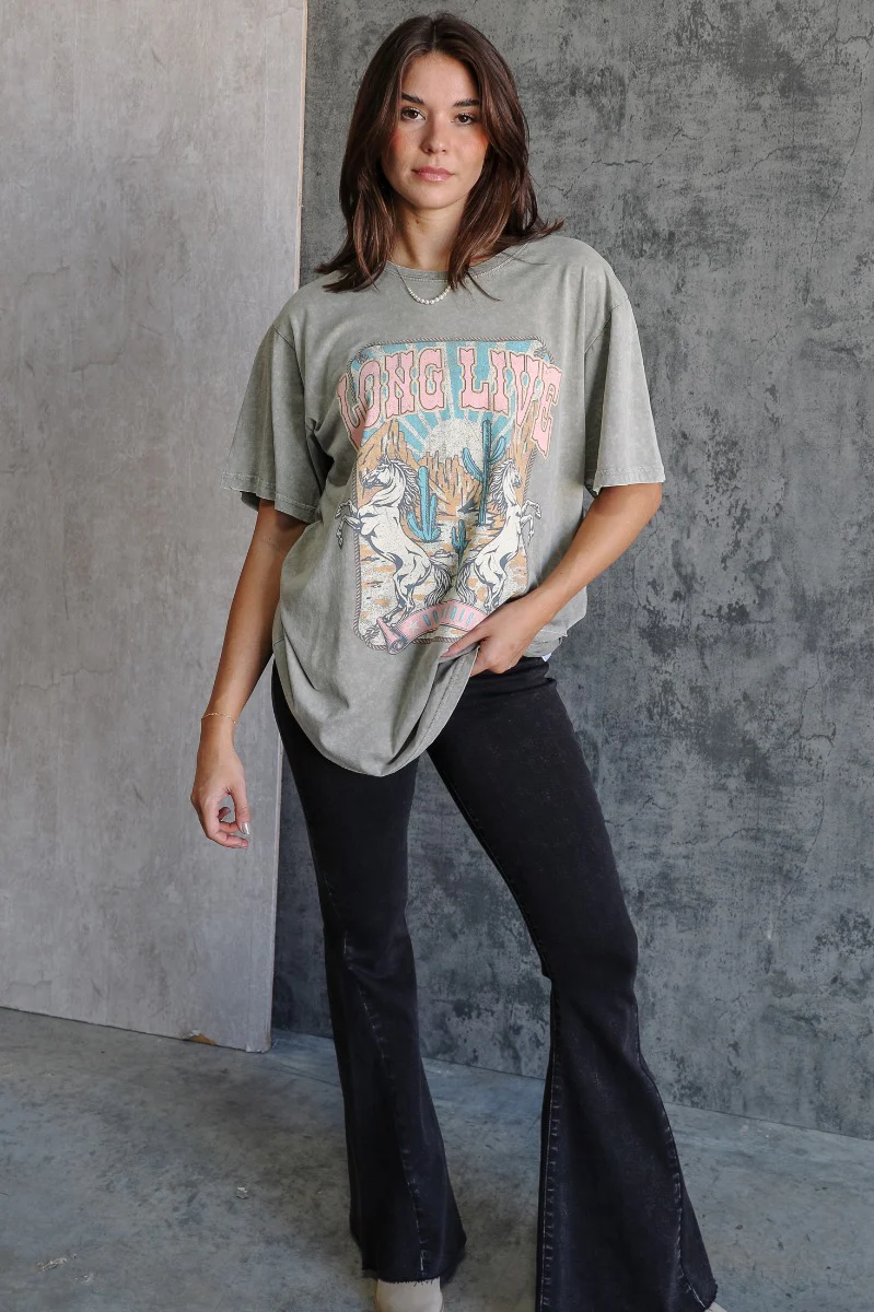 Long Live Cowgirls Grey Graphic Tee