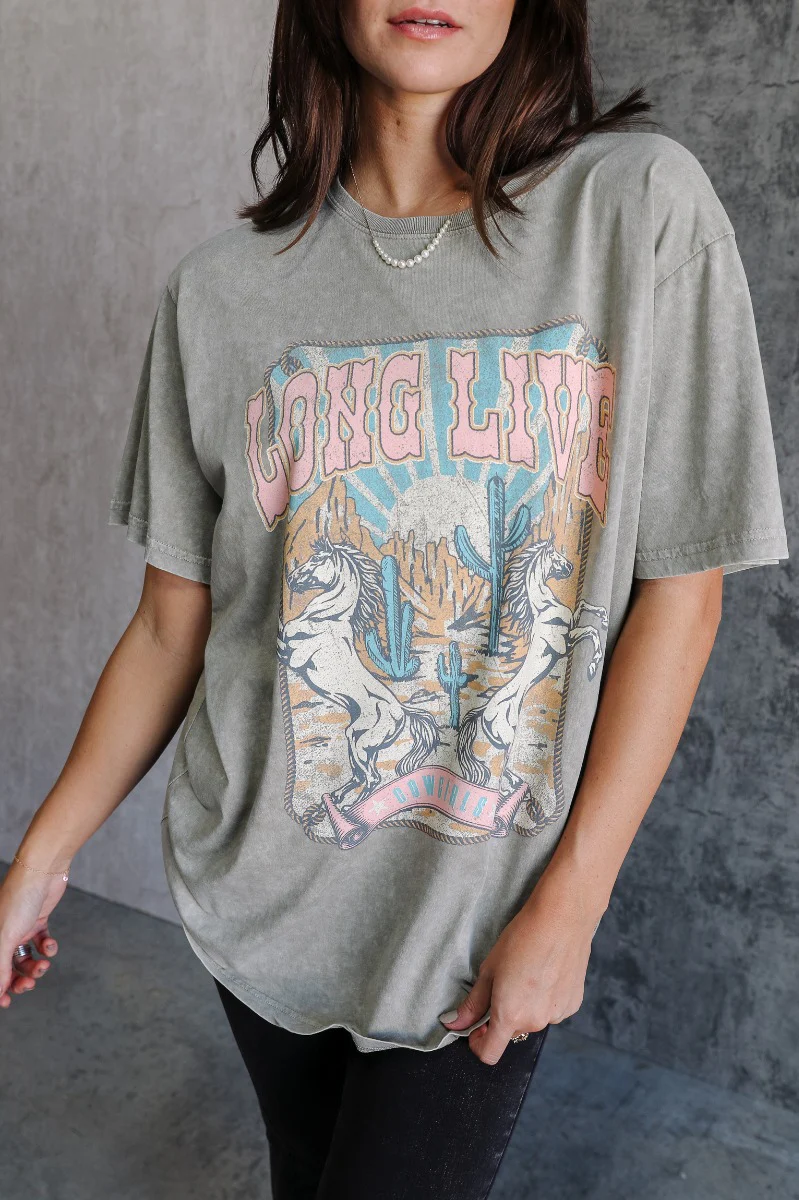 Long Live Cowgirls Grey Graphic Tee - Image 4