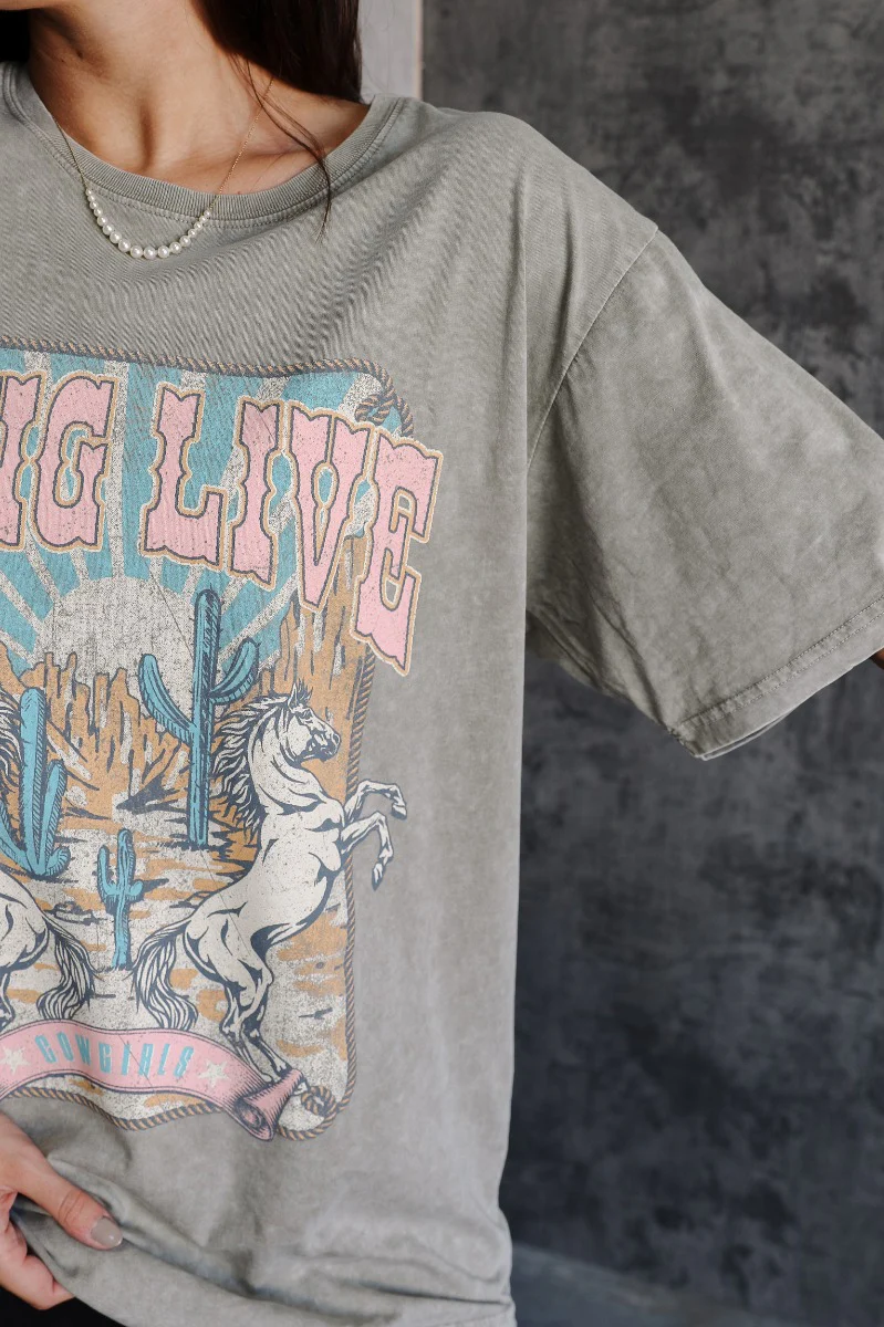 Long Live Cowgirls Grey Graphic Tee - Image 5