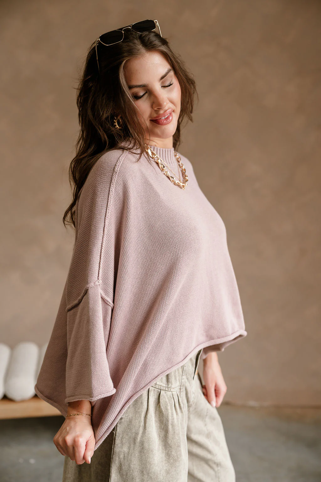 Lora Dusty Purple Short Sleeve Sweater - Image 3