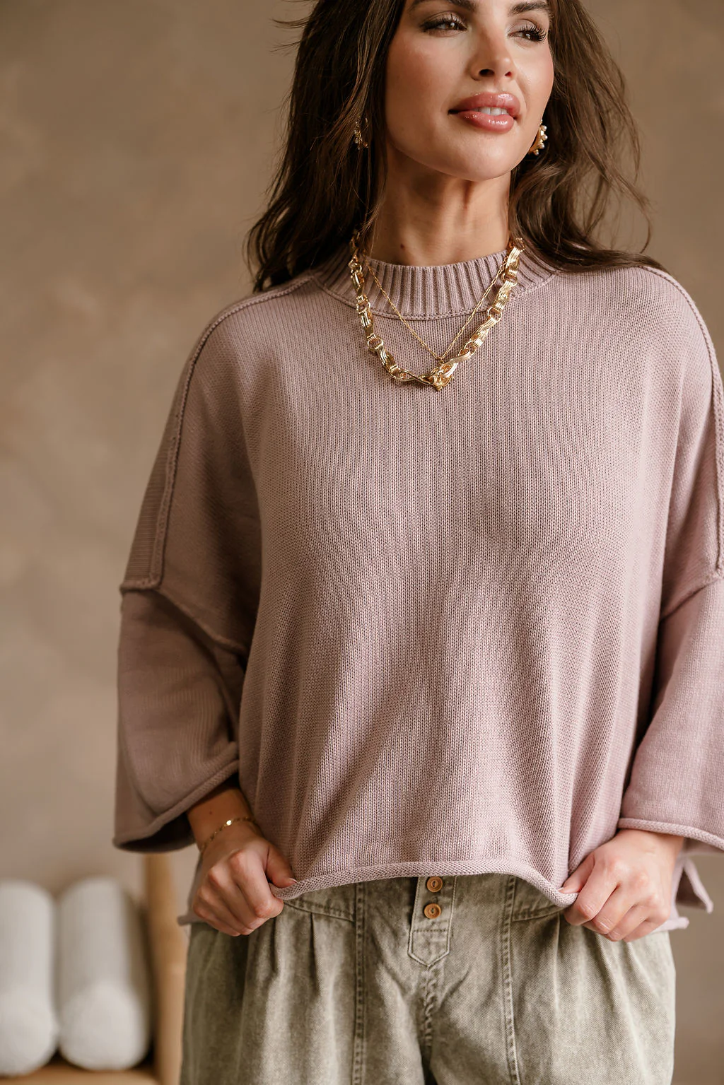 Lora Dusty Purple Short Sleeve Sweater - Image 5