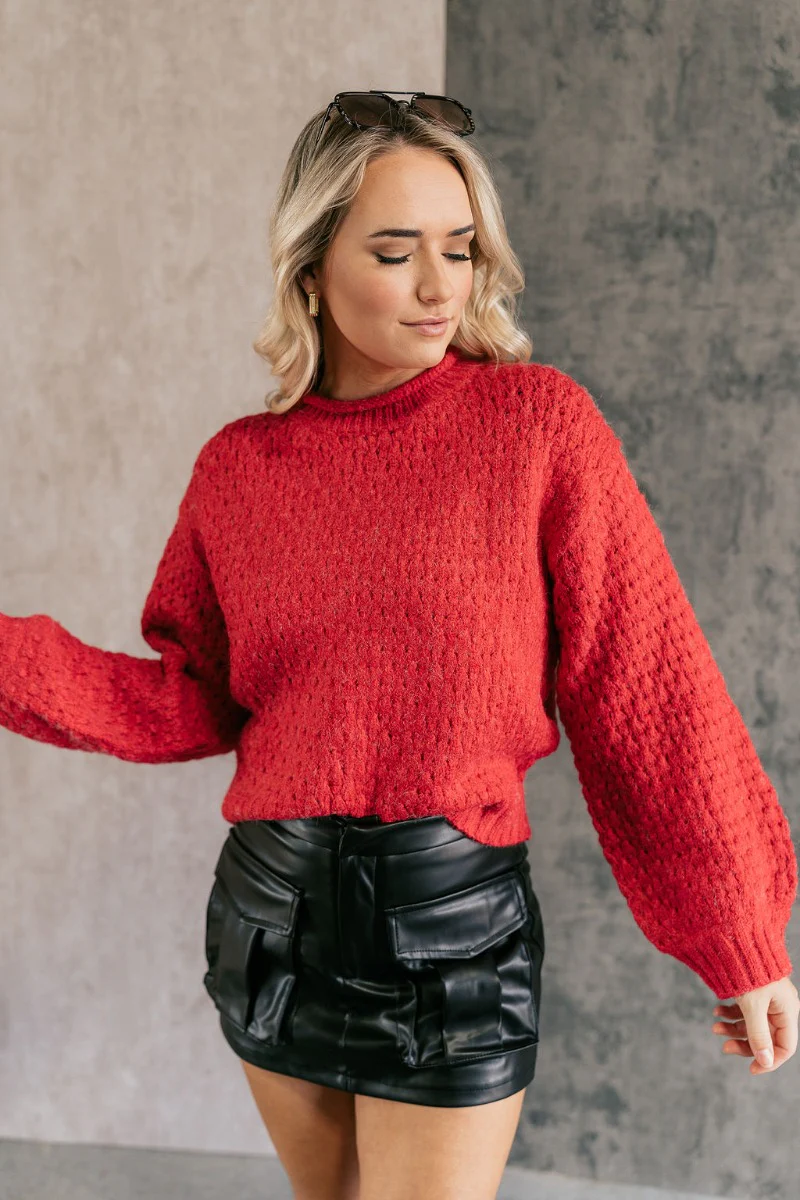 Lorelei Red Mock Neck Sweater - Image 3