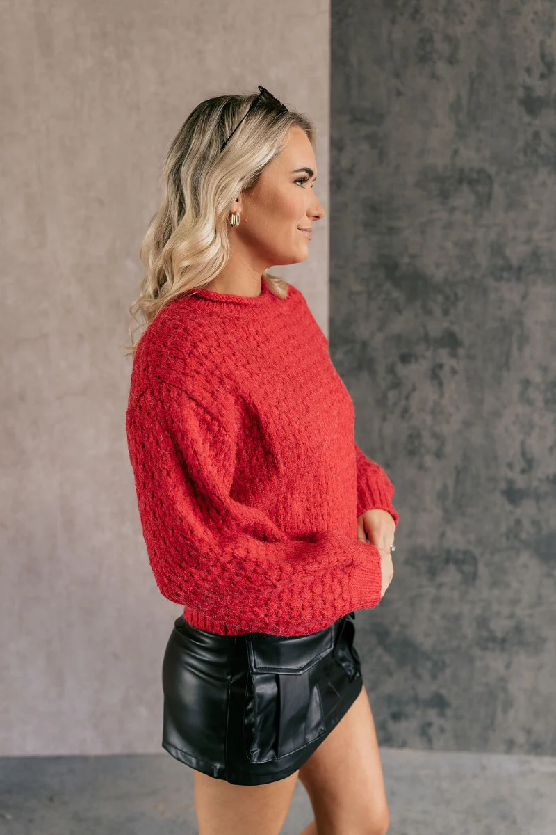 Lorelei Red Mock Neck Sweater - Image 4