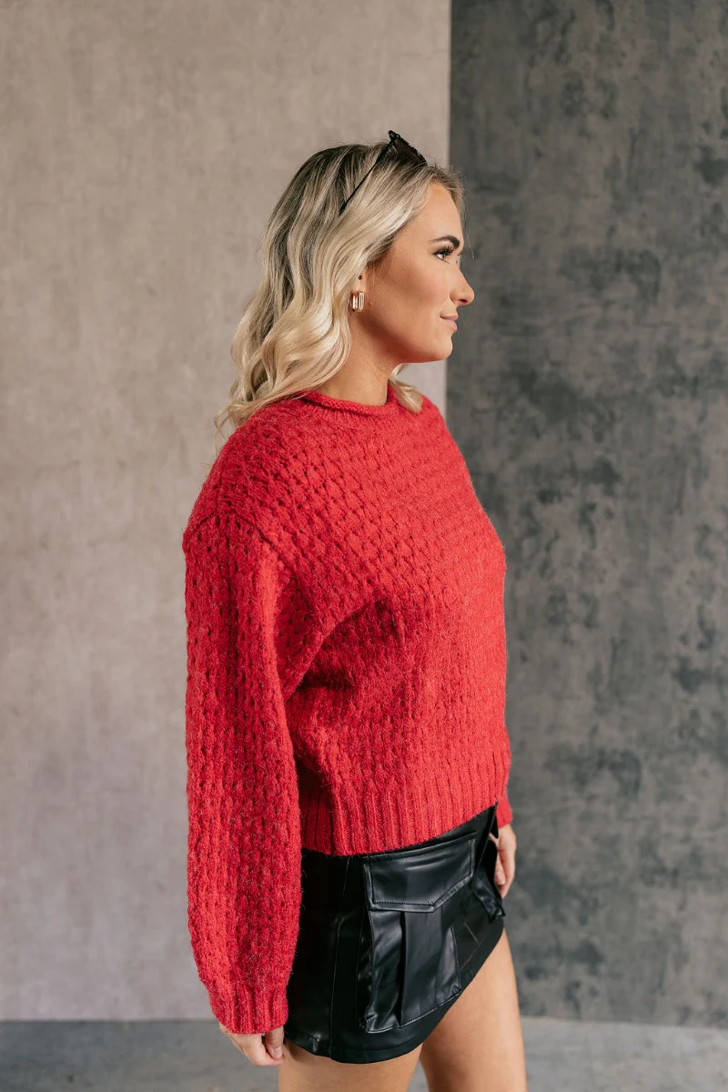 Lorelei Red Mock Neck Sweater - Image 5