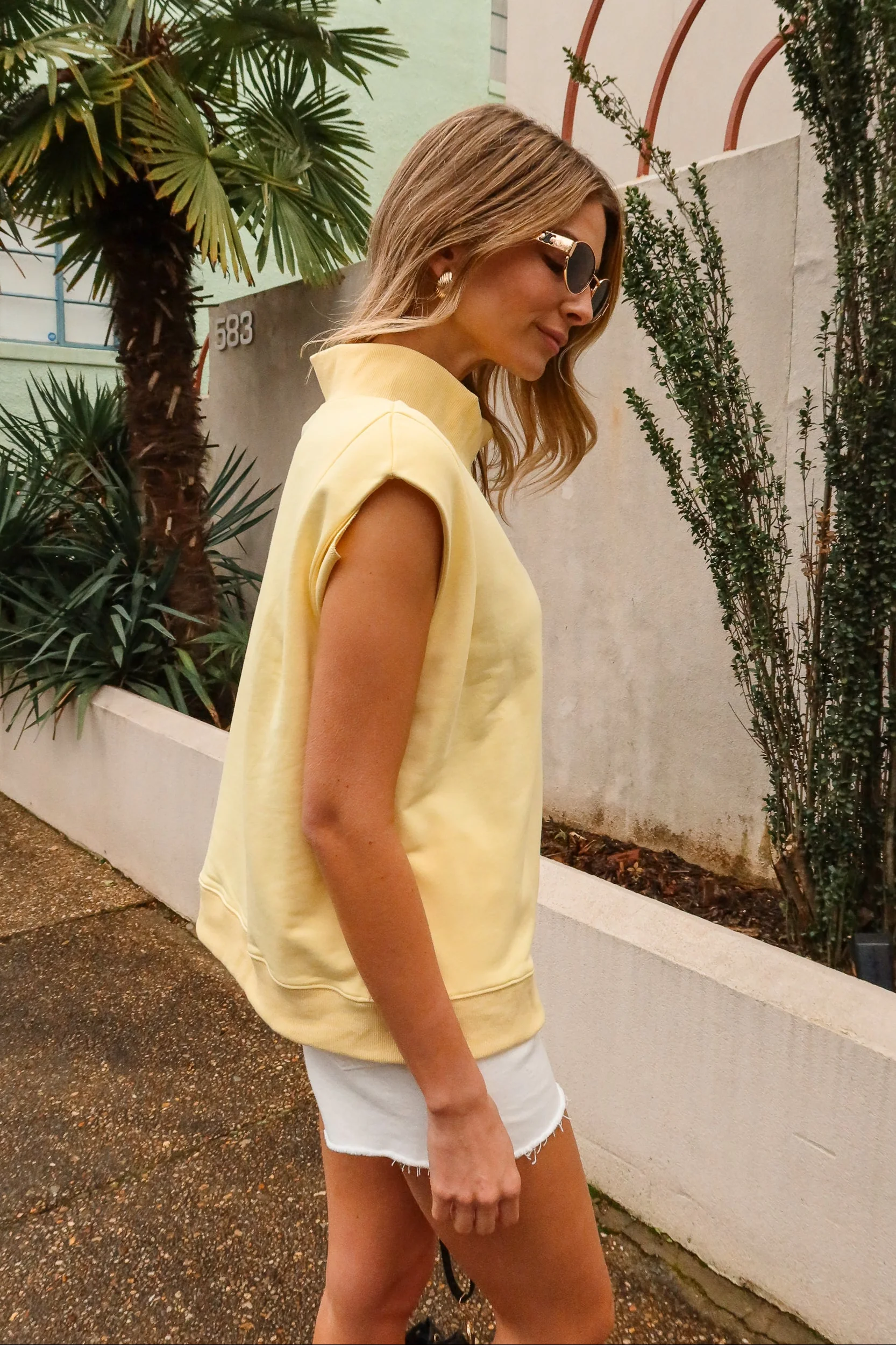 Loren Yellow Sleeveless Mock Neck Top - Image 7