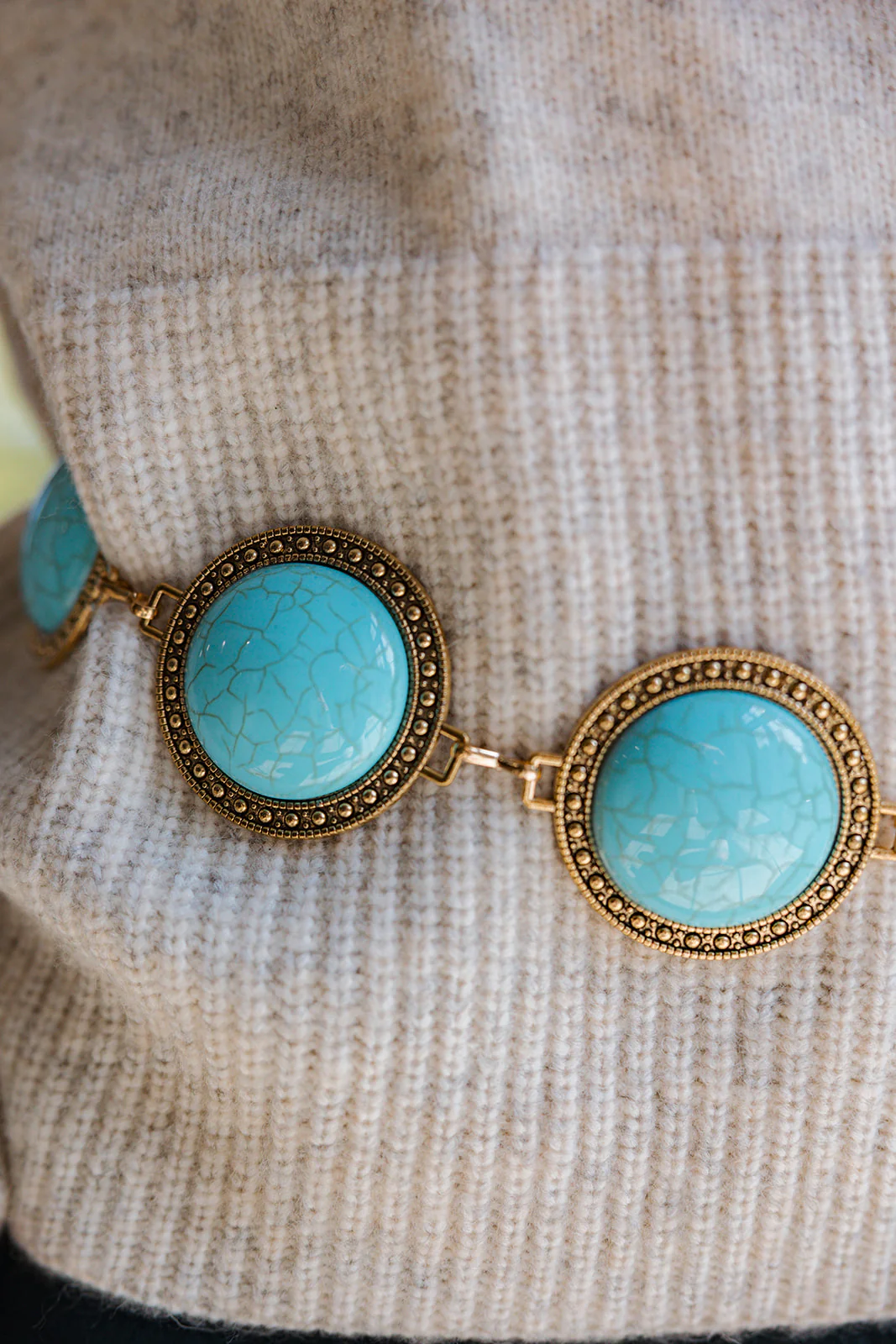 Lori Turquoise & Gold Chain Belt - Image 3