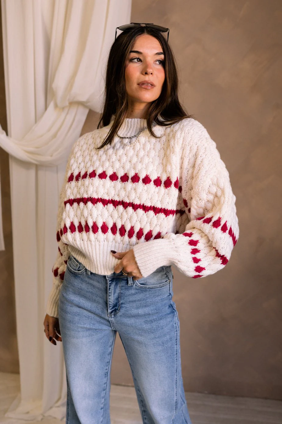 Lottie Cream & Red Striped Sweater