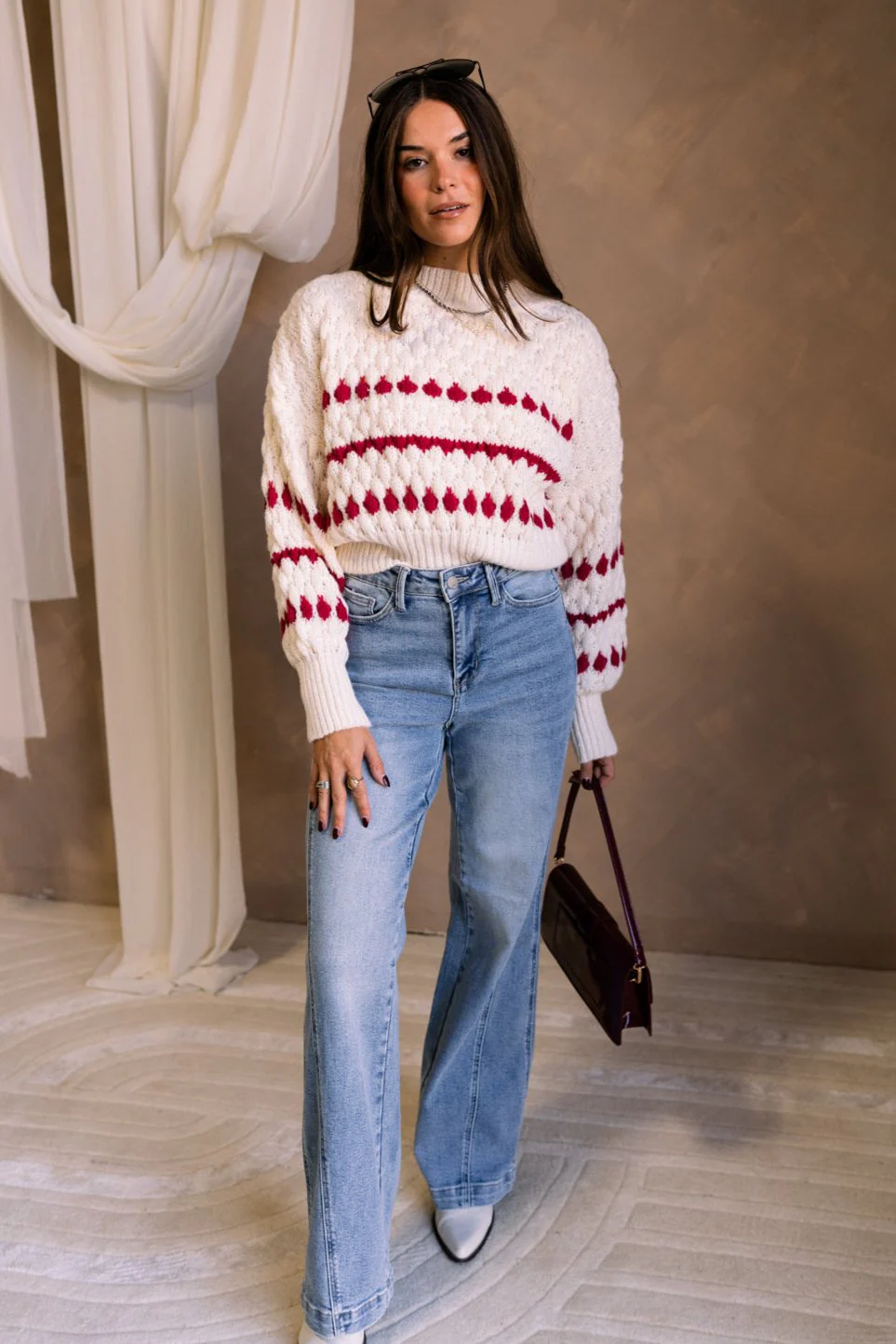 Lottie Cream & Red Striped Sweater - Image 2