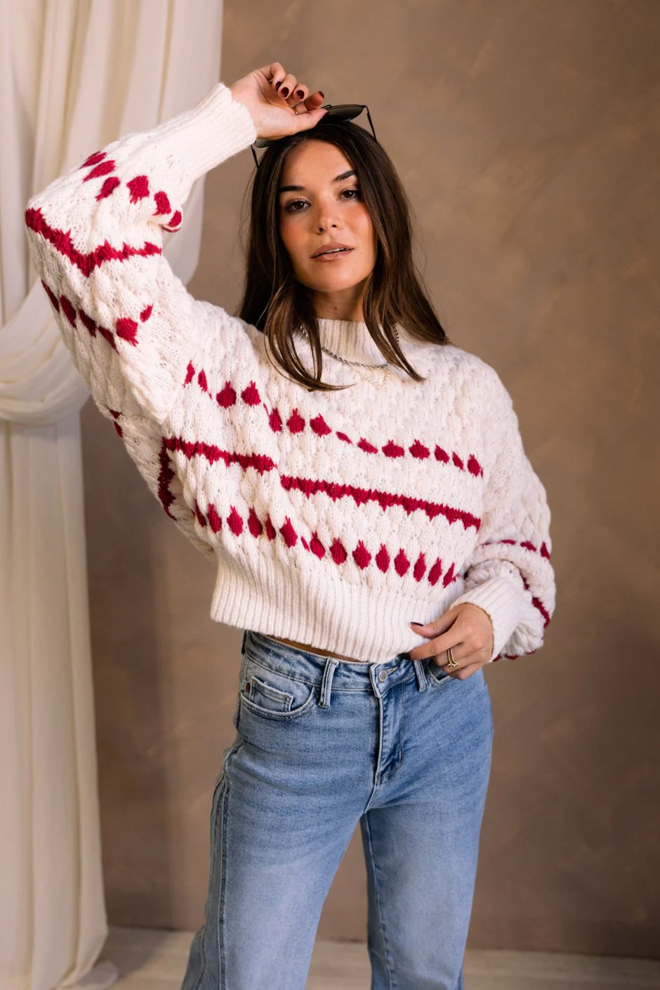 Lottie Cream & Red Striped Sweater - Image 3