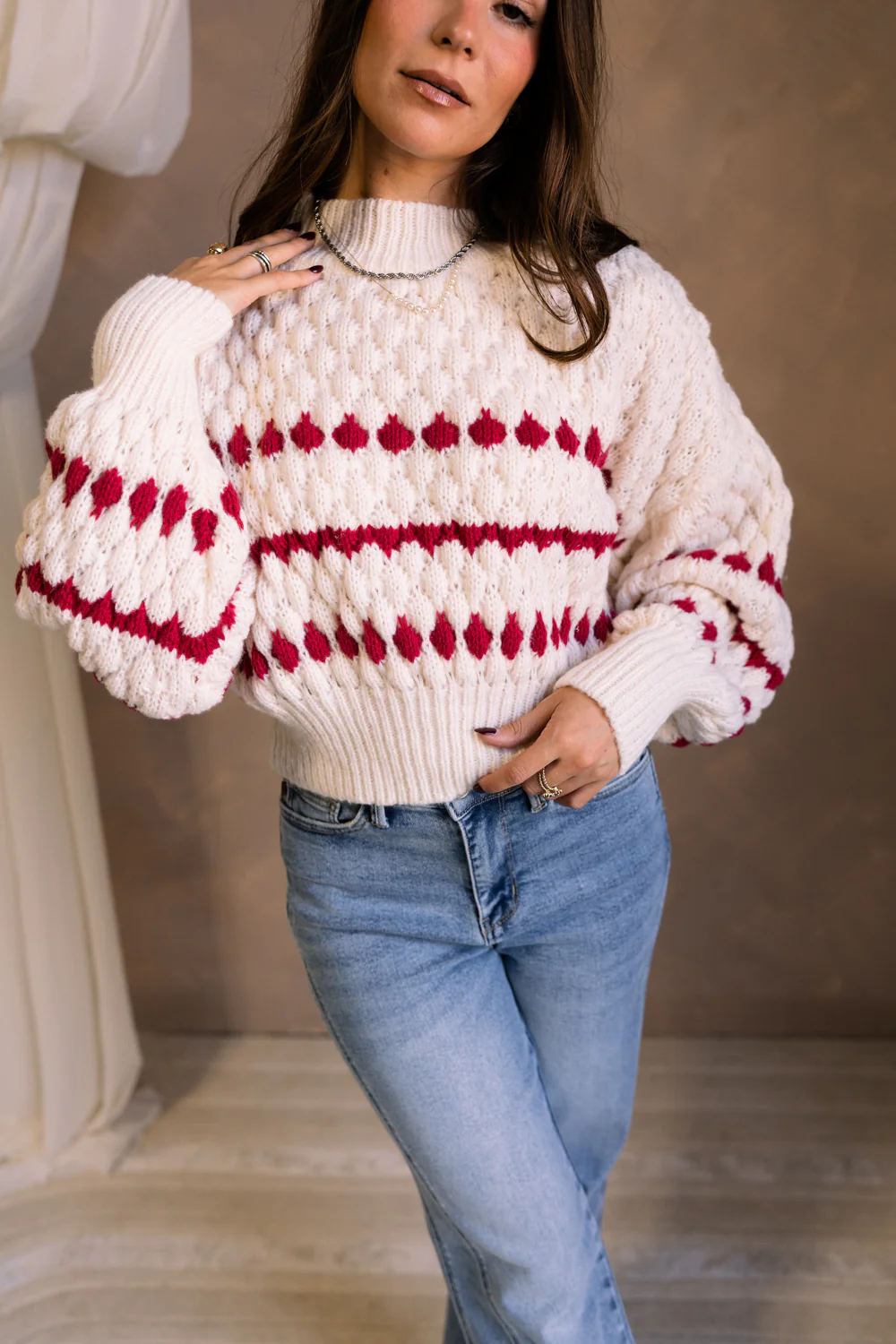 Lottie Cream & Red Striped Sweater - Image 4