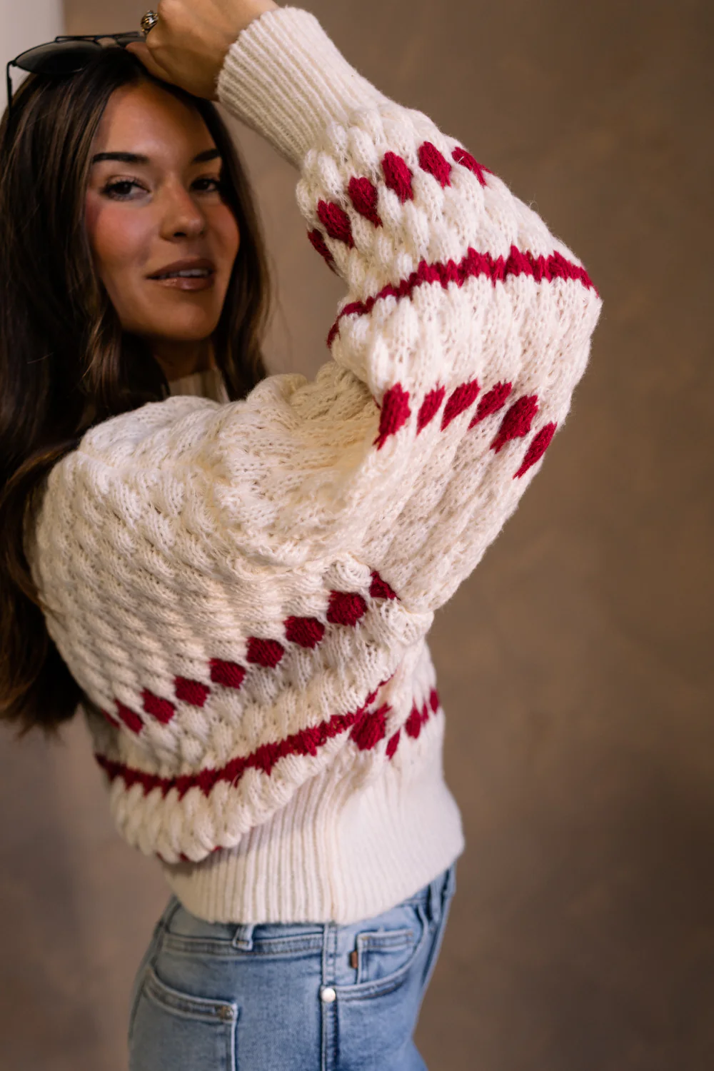 Lottie Cream & Red Striped Sweater - Image 6