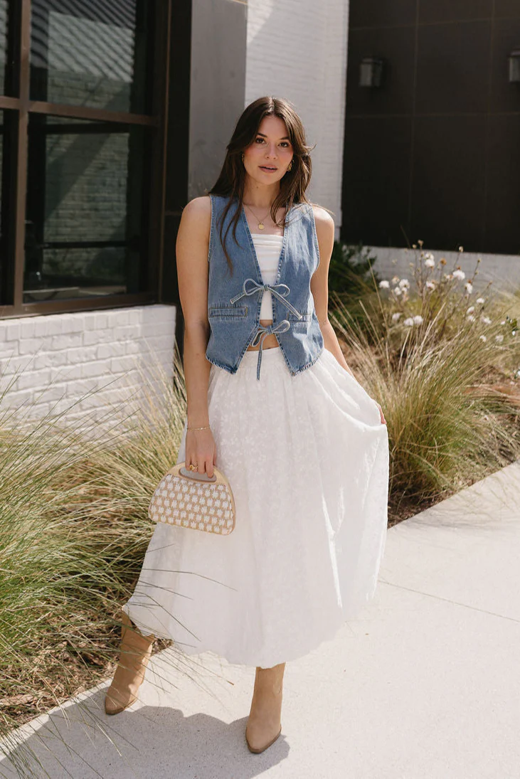 Lottie White Floral Maxi Skirt - Image 3