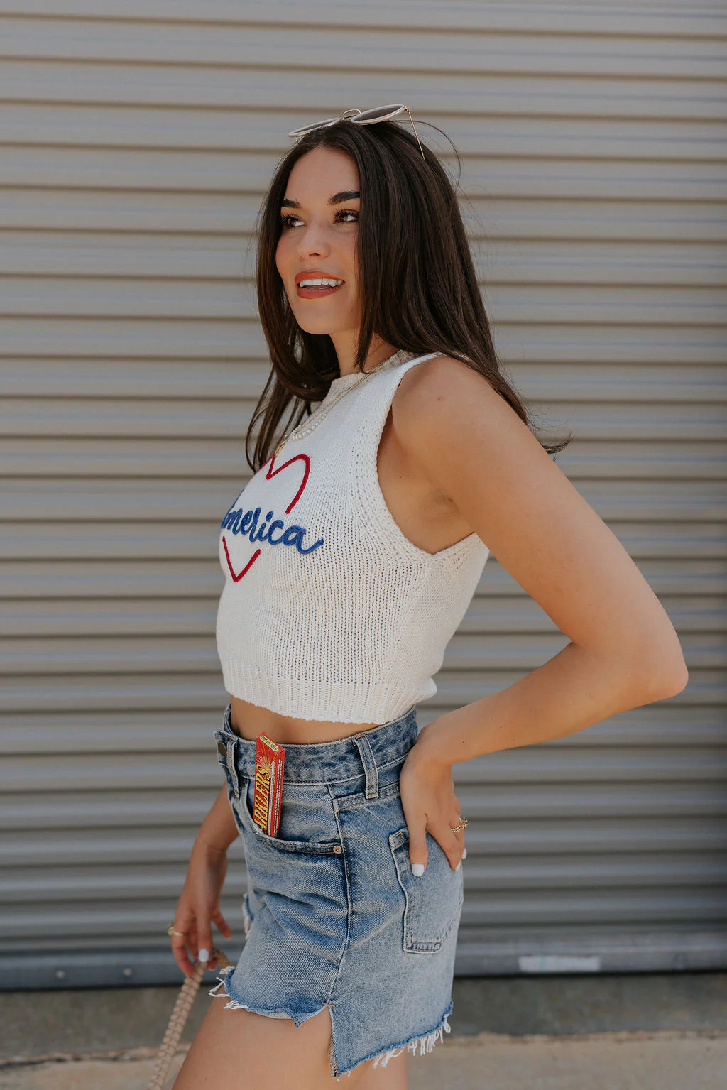 Love America Cream Knit Tank - Image 5
